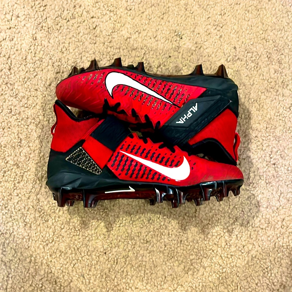 COPY - Nike Alpha Menace Pro 2 Mid Football Cleats Red Black men’s size 7.5